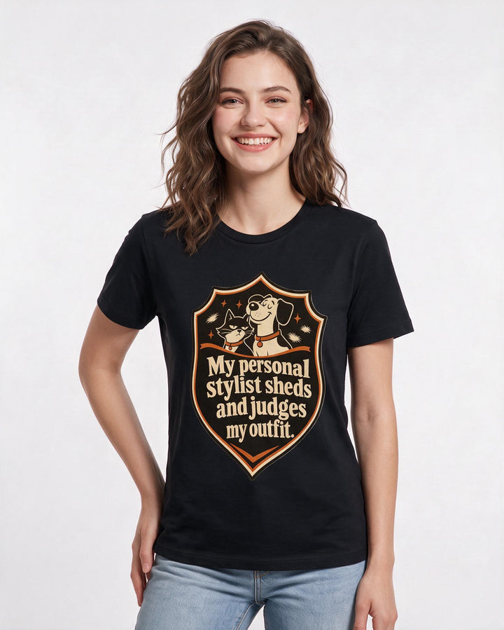Graphic Women's Black T-Shirt - My personal stylist sheds and judges product image 3