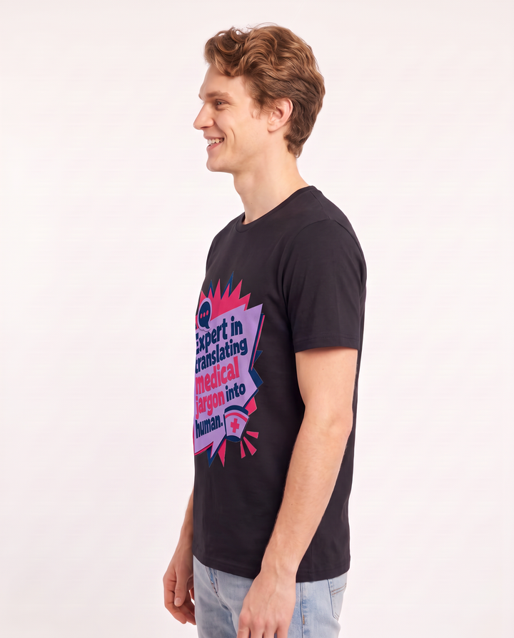 Nurse Gift Men's Black T-Shirt - Expert in translating medical jargon product image 2
