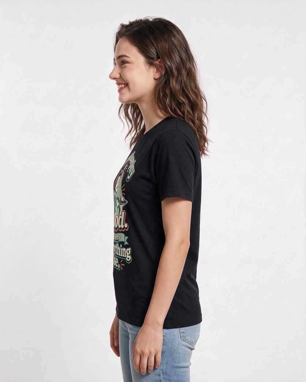 Mom Women's Black T-Shirt – My philosophy is food. Then everything product image 2