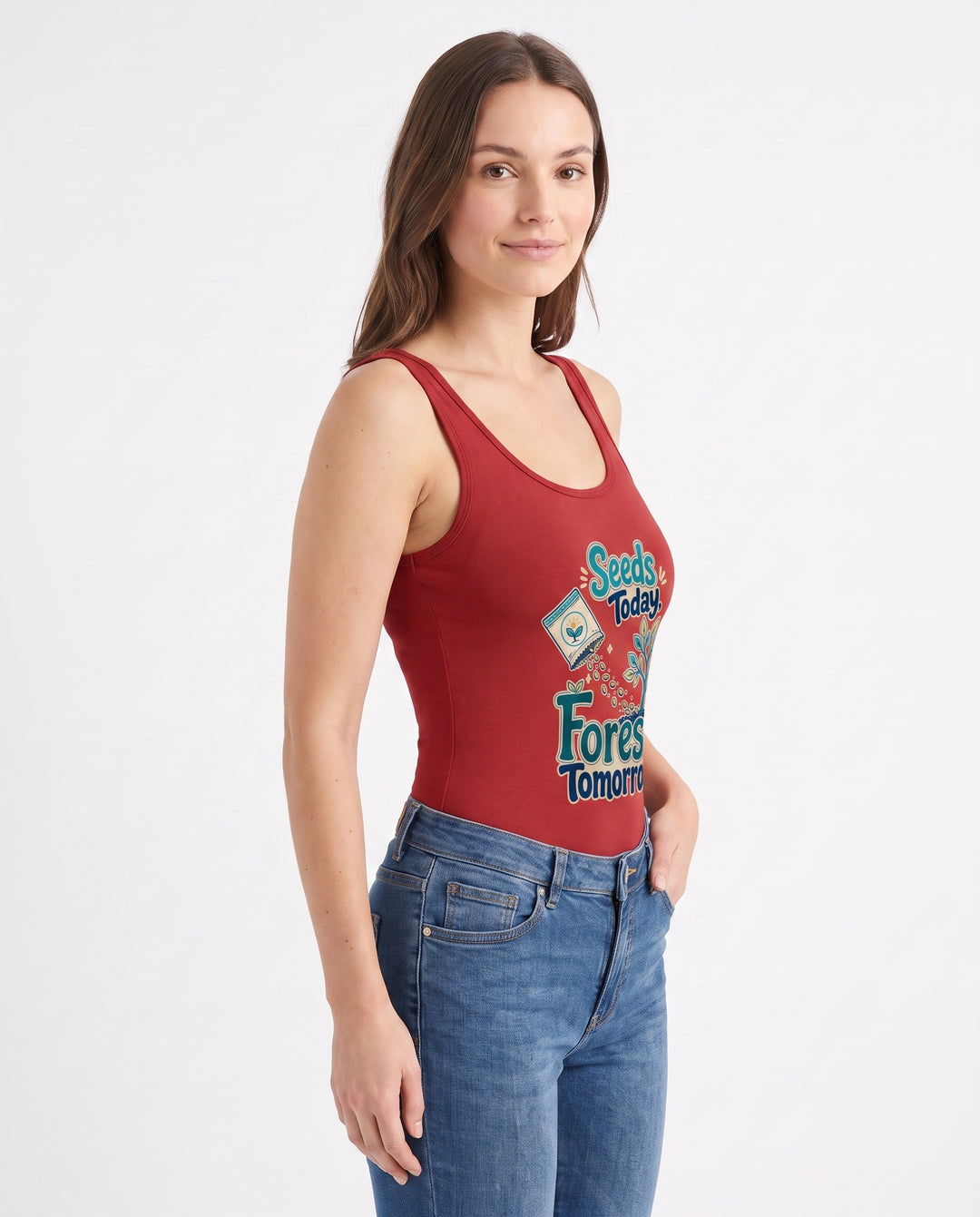 Seeds Today, Forest Tomorrow Sleeveless Tank Bodysuit mockup 2