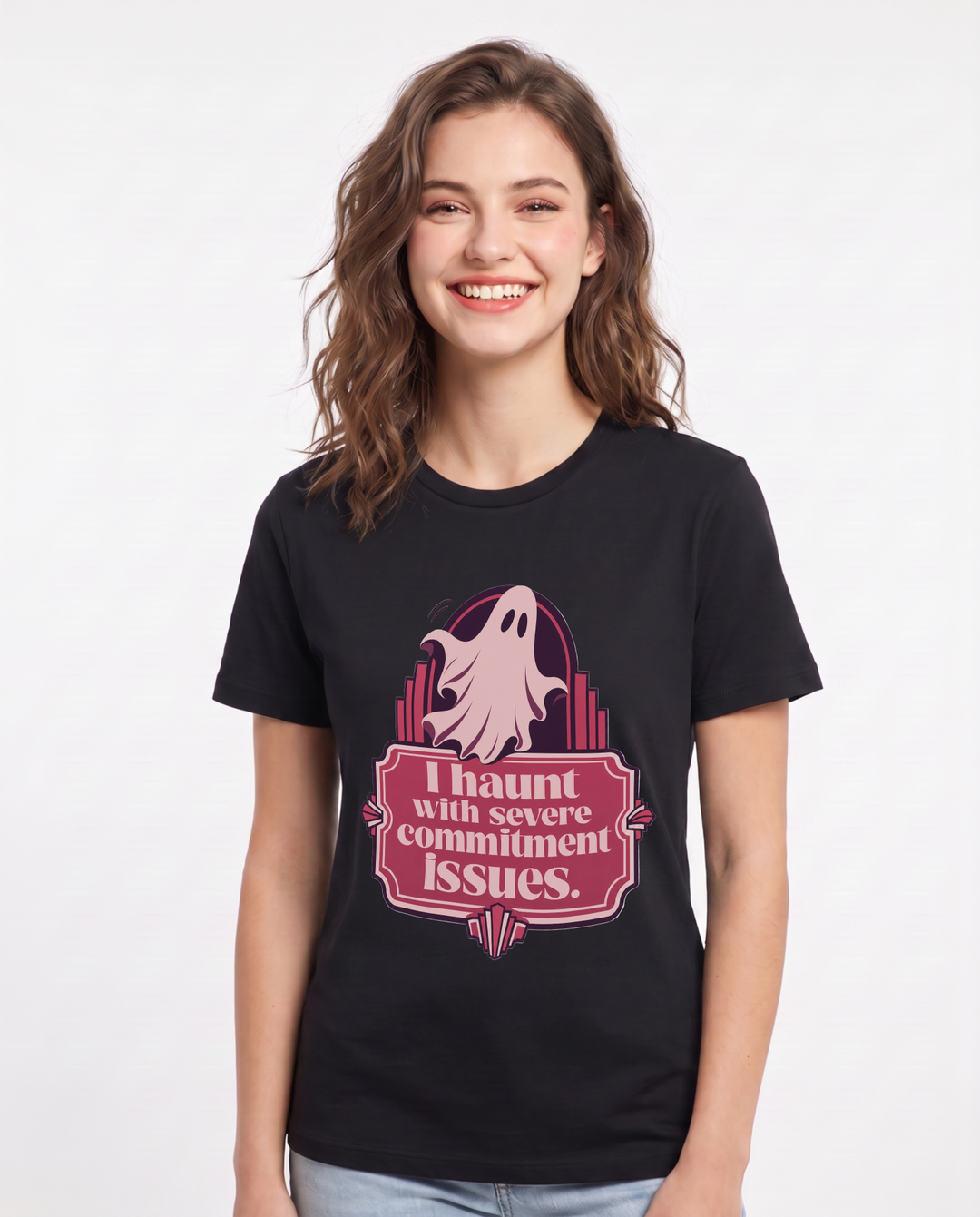 Halloween Women's Black T-Shirt - I haunt with severe commitment product image 1