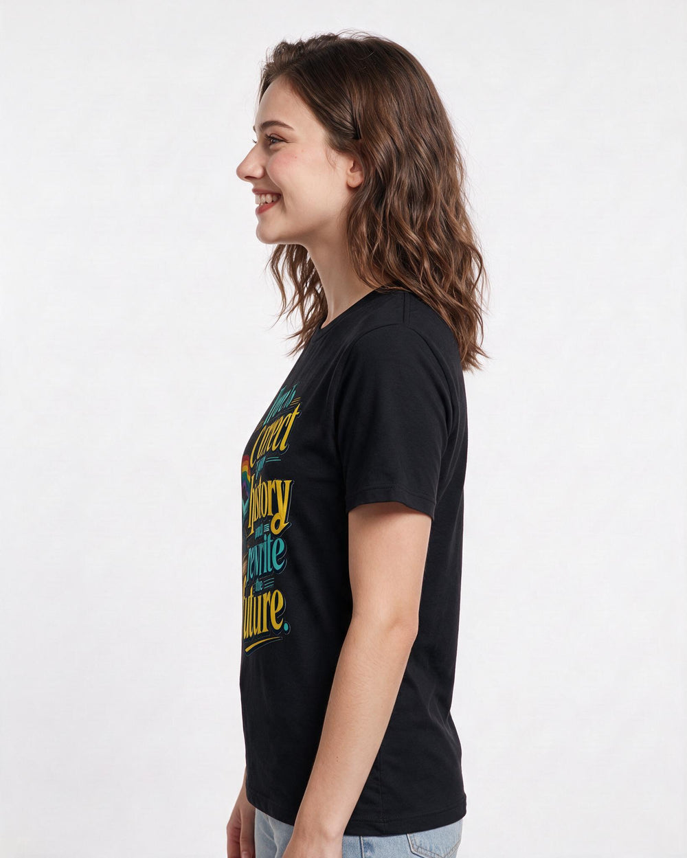 Pride Women's Black T-Shirt – Here to correct your history and product image 2