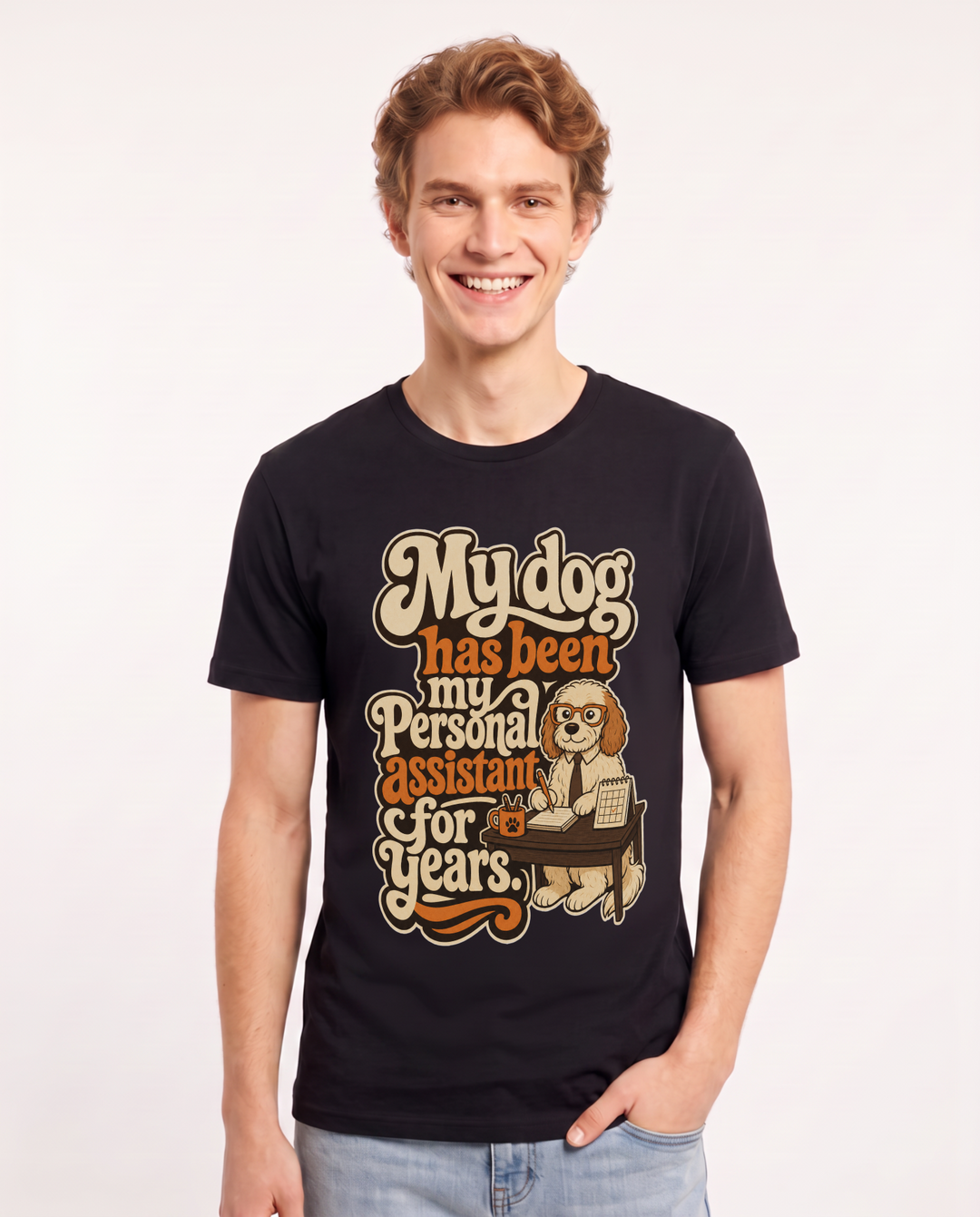 Cat Lover Men's Black T-Shirt – My dog has been my personal assistant for years product image 1