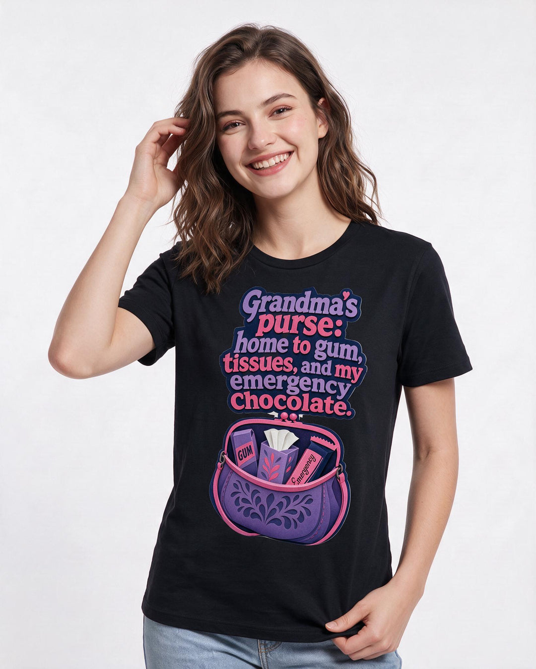 Grandparent Black T-Shirt for Women – Everyday Expression Graphic Tee product image 1