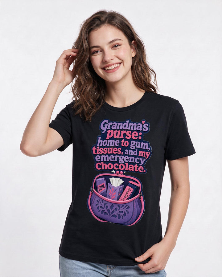 Grandparent Black T-Shirt for Women – Everyday Expression Graphic Tee product image 1
