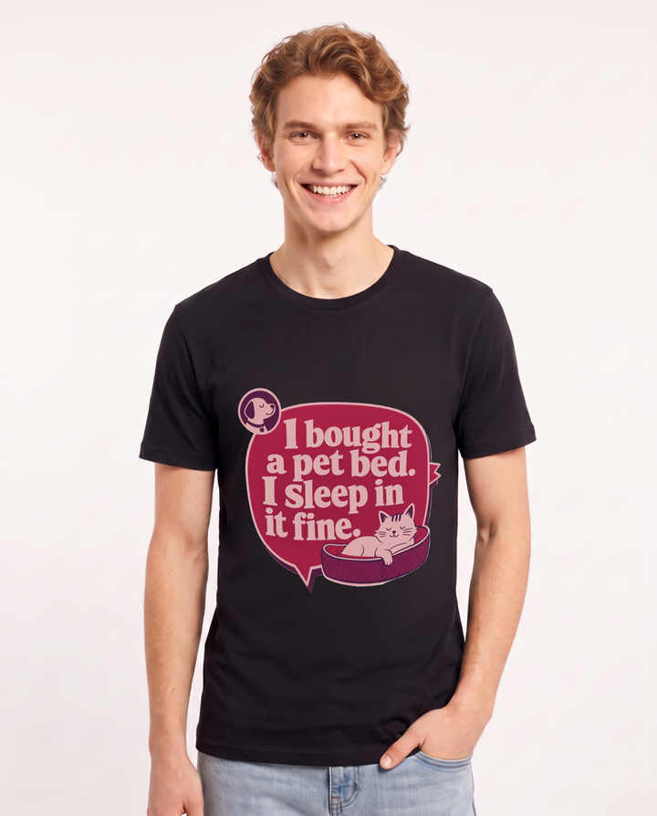Graphic Men's Black T-Shirt - I bought a pet bed. I sleep in it fine. product image 1