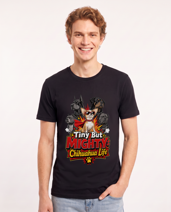 Tiny But Mighty: Chihuahua Life Men's Black T-Shirt product image 2