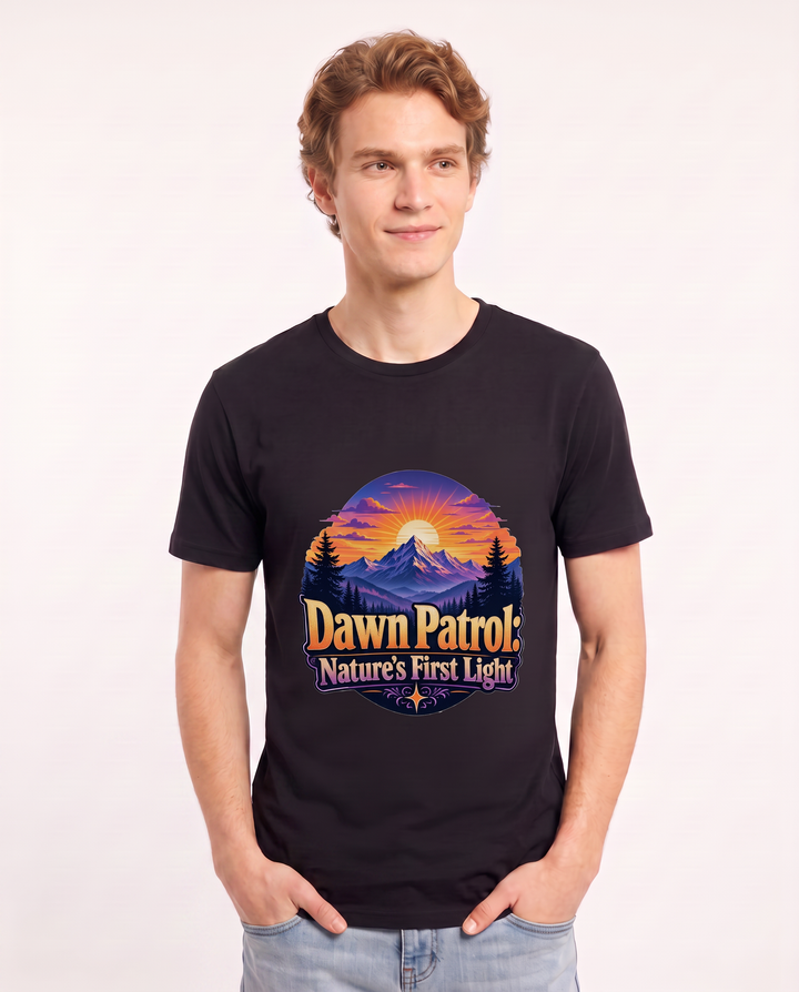 Dawn Patrol: Nature's First Light Men's Black T-Shirt product image 1