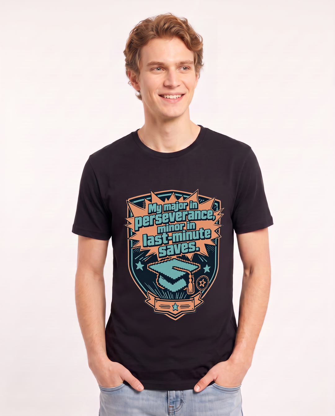 Graduation Gift Men's Black T-Shirt - My major in perseverance, minor product image 3