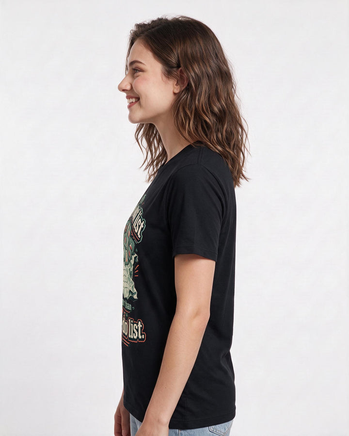 Gaming Women's Black T-Shirt – My side quest list is longer than my to-do list. product image 2