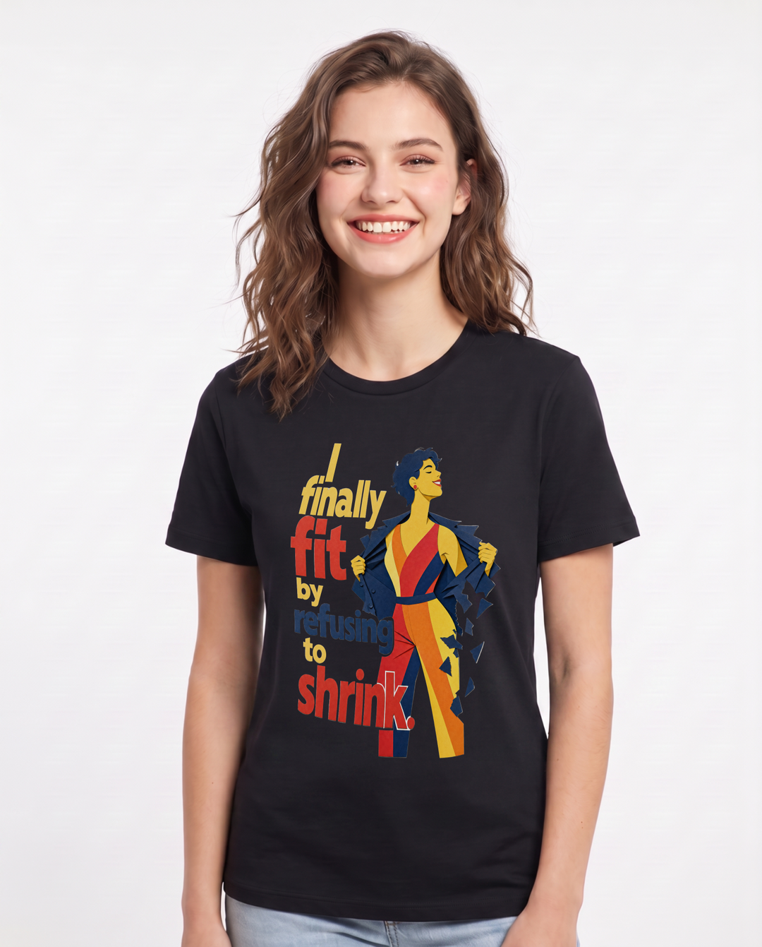 Pride Women's Black T-Shirt – I finally fit by refusing to shrink. product image 1