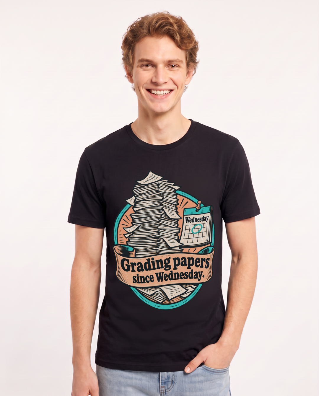 Teacher Black T-Shirt for Men – Everyday Expression Graphic Tee product image 3