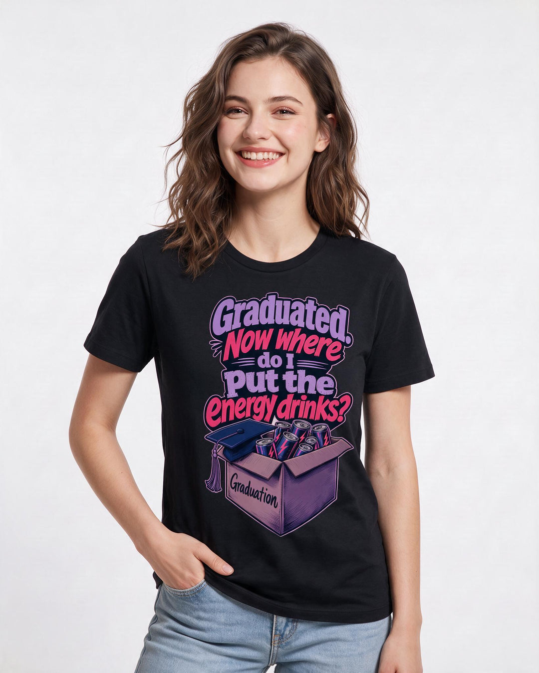 Graduation Black T-Shirt for Women – Everyday Expression Graphic Tee product image 1