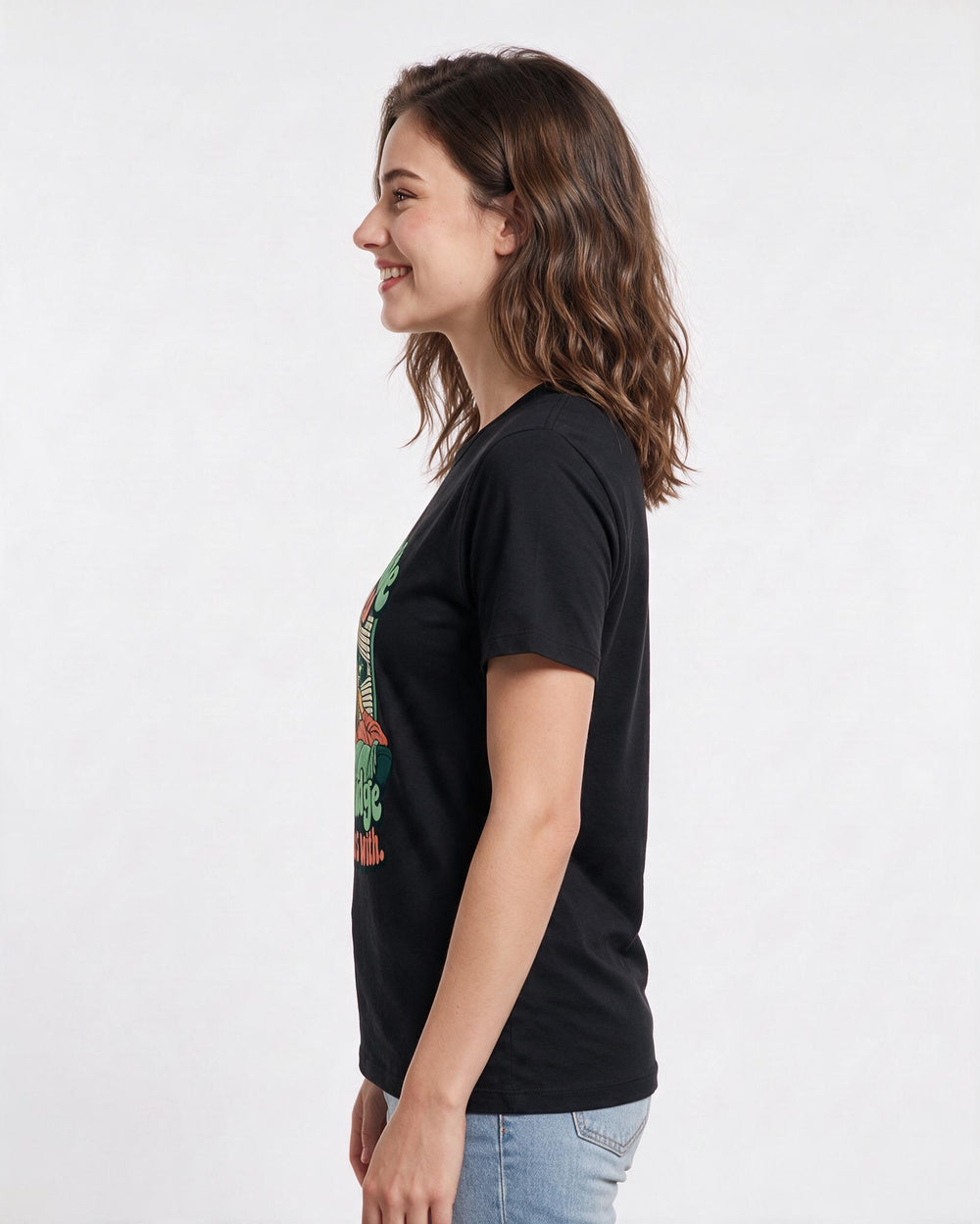 Couples Black T-Shirt for Women – Everyday Expression Graphic Tee product image 2