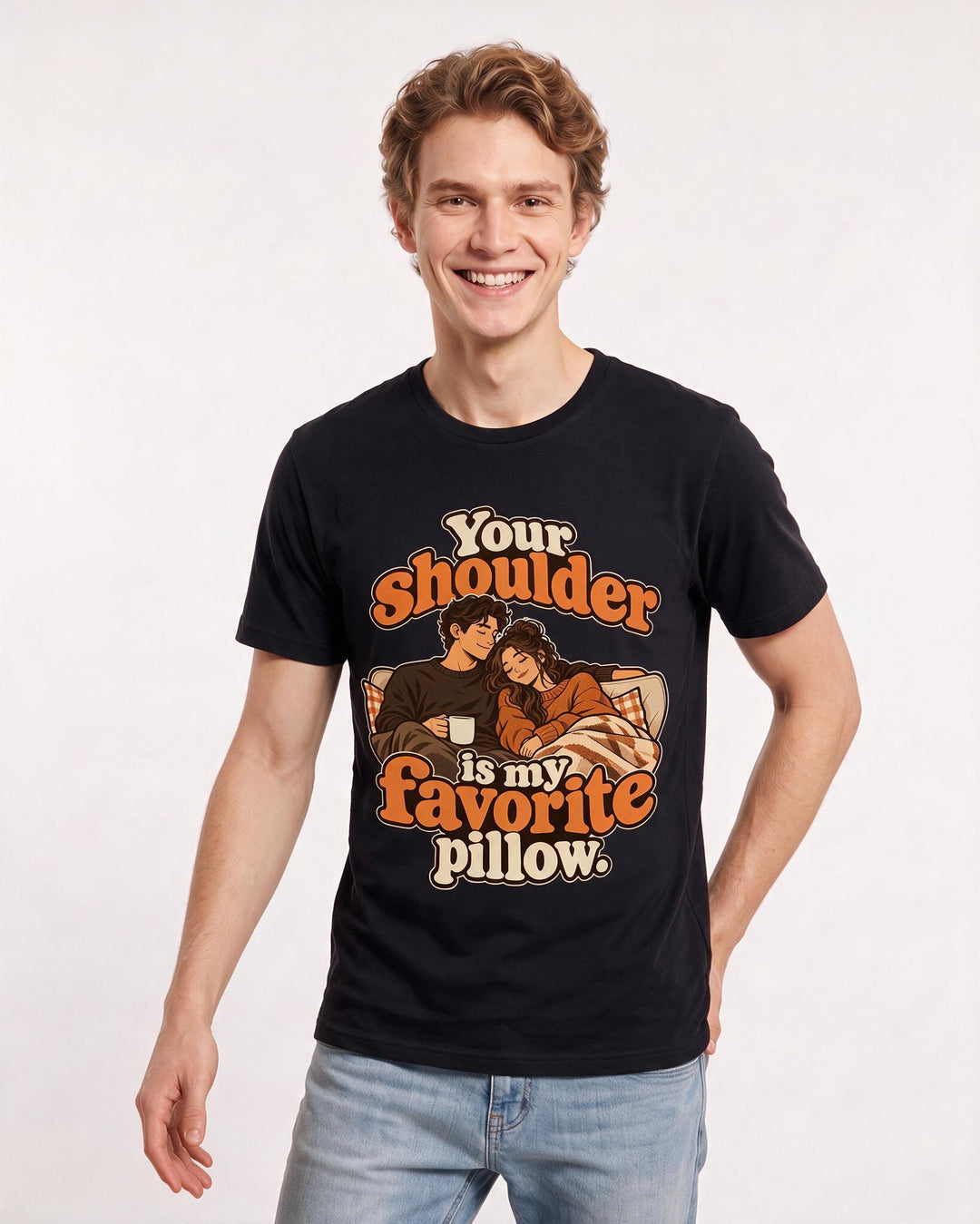 Couples Black T-Shirt for Men – Everyday Expression Graphic Tee product image 1