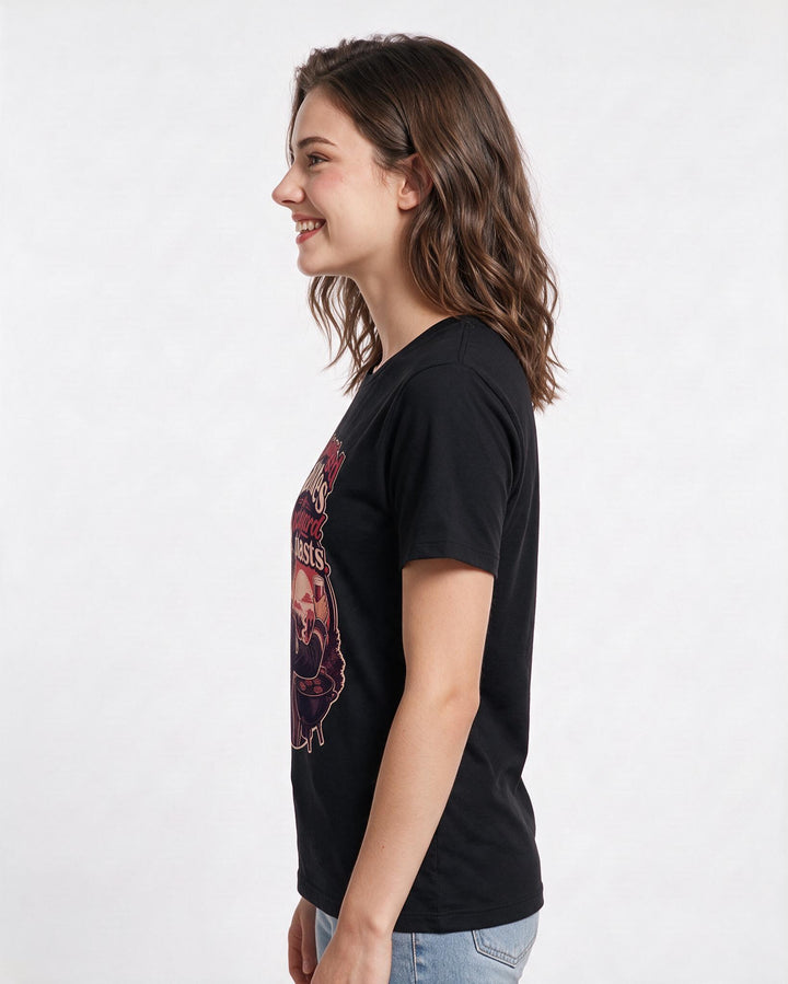 Veteran Women's Black T-Shirt – Exchanged salutes for backyard toasts. product image 2