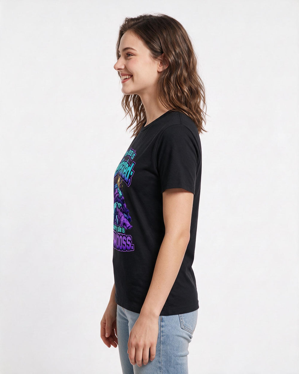 Funny Gaming Women's Black T-Shirt – The boss is defeated; the laundry pile is the new boss. product image 2