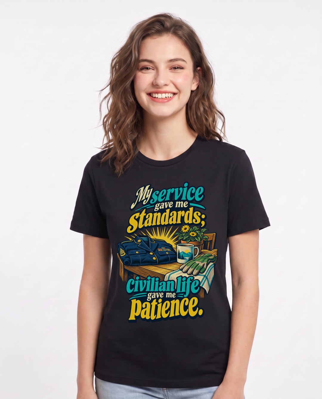 Veteran Black T-Shirt for Women – Everyday Expression Graphic Tee product image 3