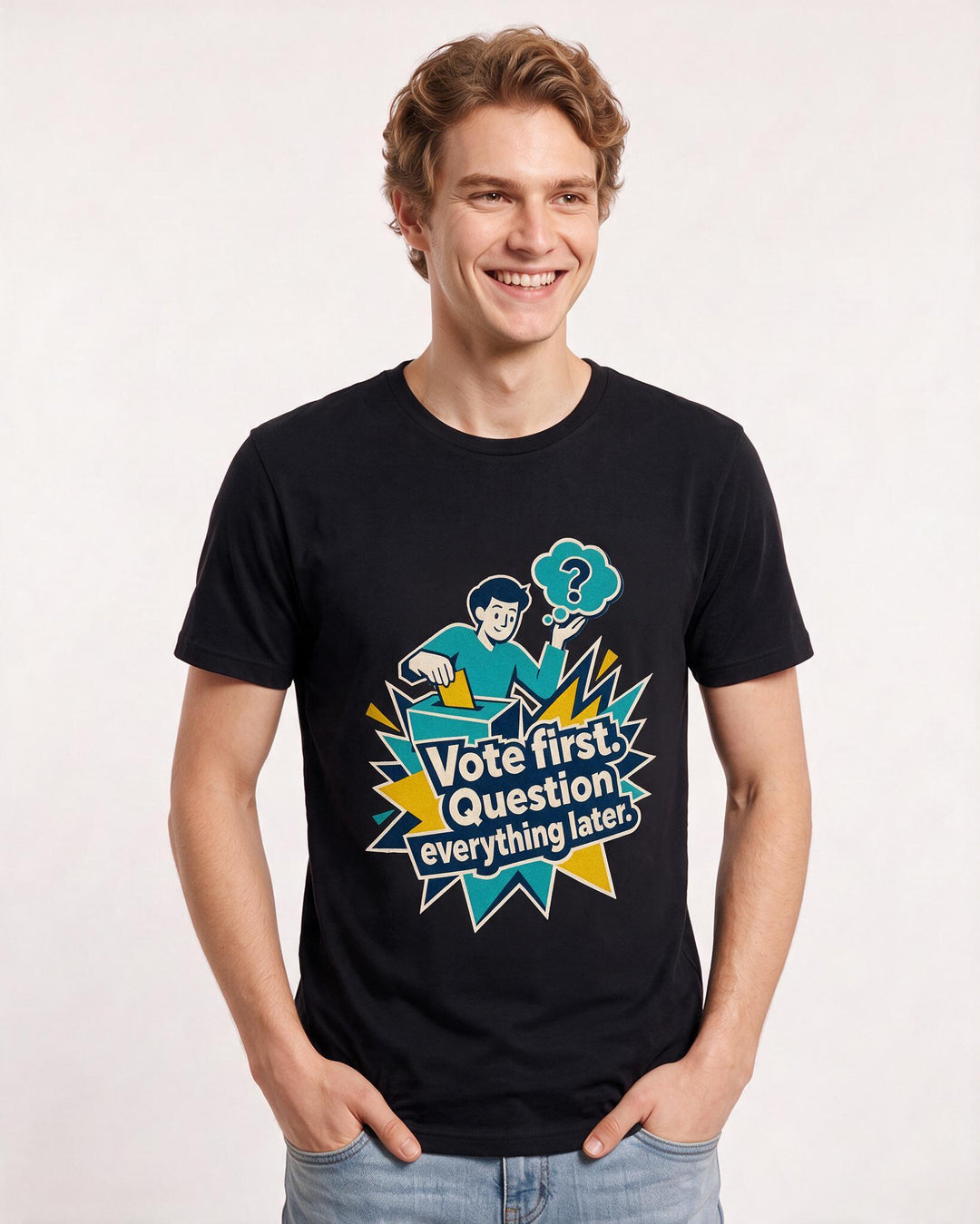 Political Statement Black T-Shirt for Men – Everyday Expression Graphic Tee product image 3