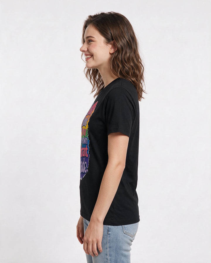 Pride Women's Black T-Shirt – I don't blend; I go by my own vibrant product image 2