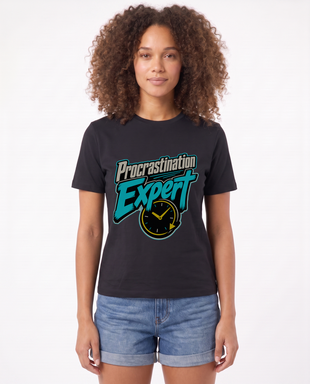 Procrastination Expert Black T-Shirt mockup 1