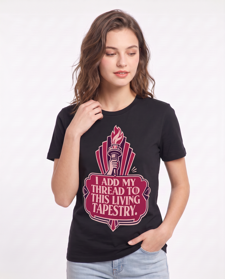 Graphic Women's Black T-Shirt - I add my thread to this living product image 3