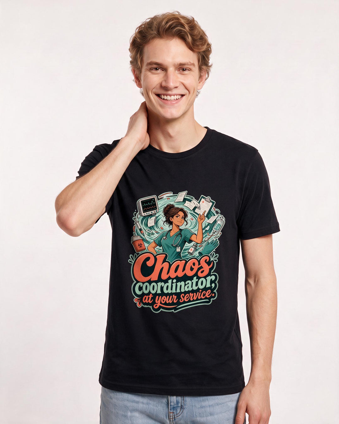 Nurse Black T-Shirt for Men – Nursing Life Graphic Tee product image 3