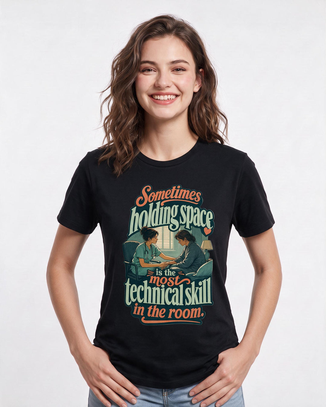 Nurse Women's Black T-Shirt – "Sometimes holding space is the most technical skill in the room." product image 3