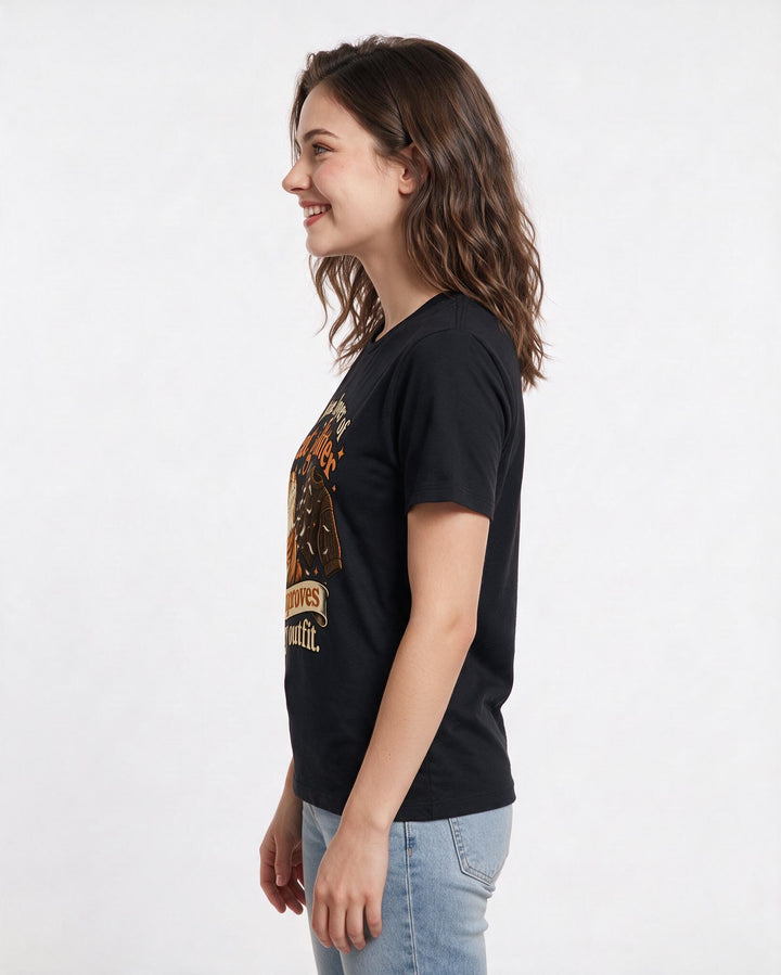 Cat Lover Black T-Shirt for Women – Everyday Expression Graphic Tee product image 2