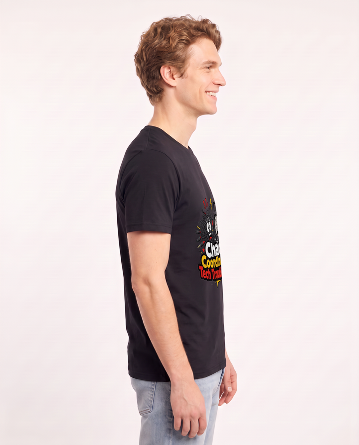Chaos Coordinator: Tech Trouble Maker Men's Black T-Shirt product image 3