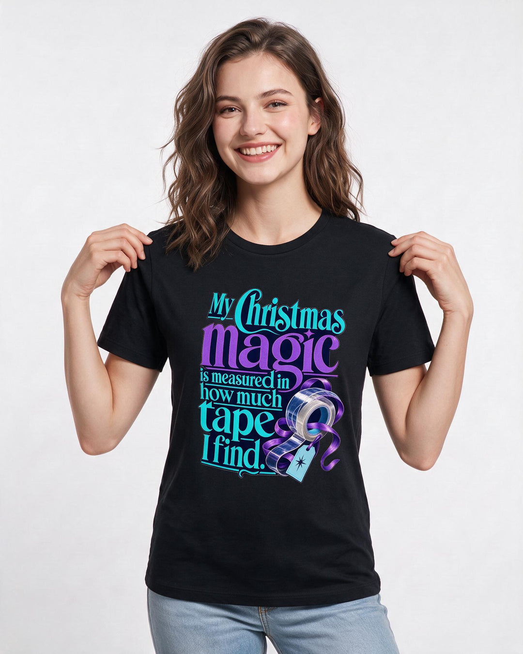 Christmas Black T-Shirt for Women – Holiday Theme Graphic Tee product image 1
