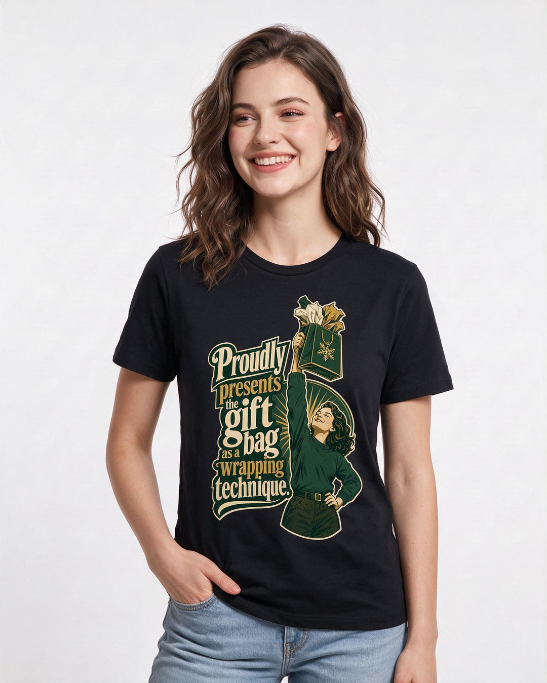 Christmas Black T-Shirt for Women – Holiday Theme Graphic Tee product image 1