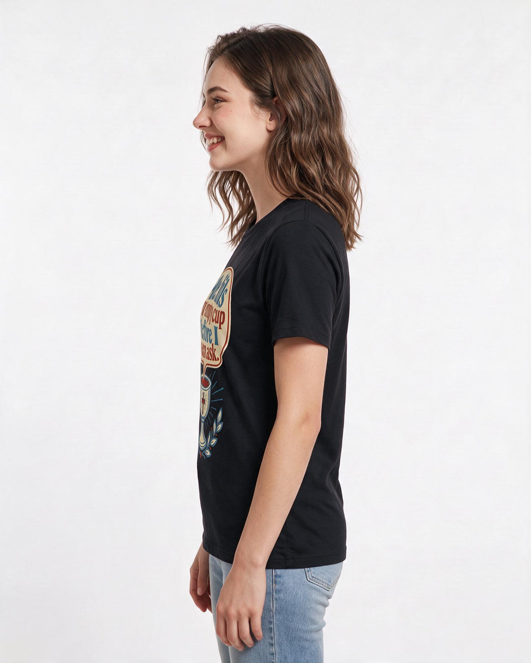 Graphic Women's Black T-Shirt - He fills my empty cup before I even product image 2