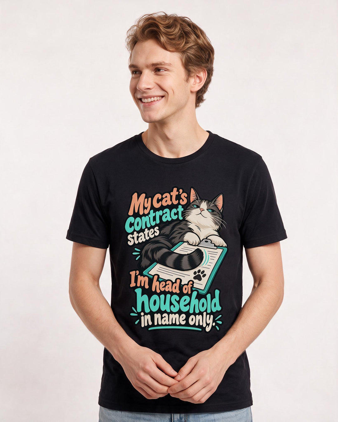 Cat Lover Black T-Shirt for Men – Everyday Expression Graphic Tee product image 1