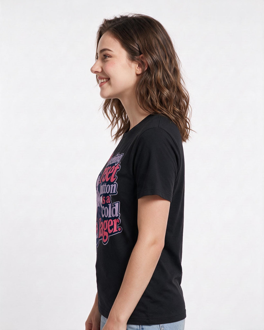 Beer Women's Black T-Shirt – My evening reset button is a cold lager. product image 2