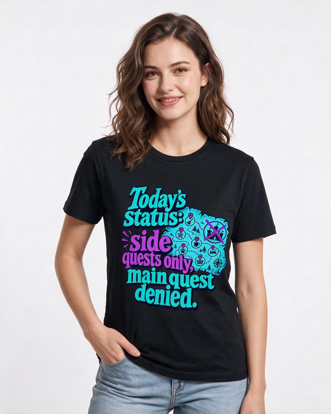 Gaming Black T-Shirt for Women – Game Night Graphic Tee product image 1