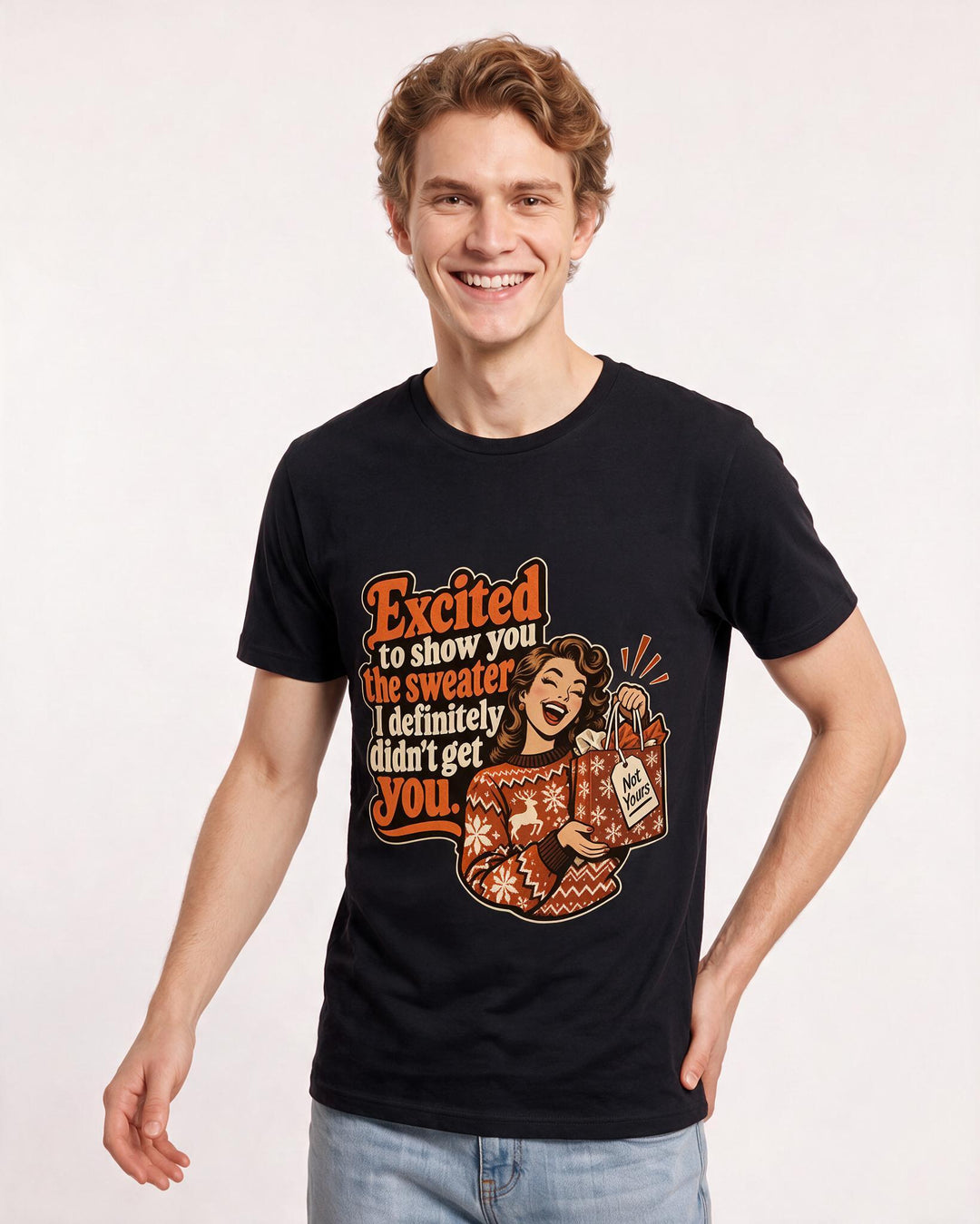 Christmas Black T-Shirt for Men – Holiday Theme Graphic Tee product image 1