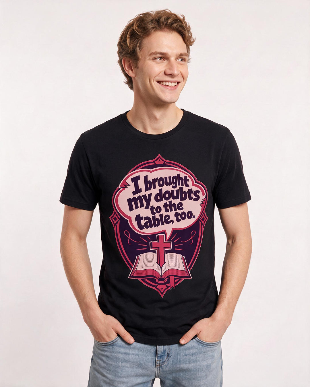 Graphic Men's Black T-Shirt - I brought my doubts to the table, too. product image 3