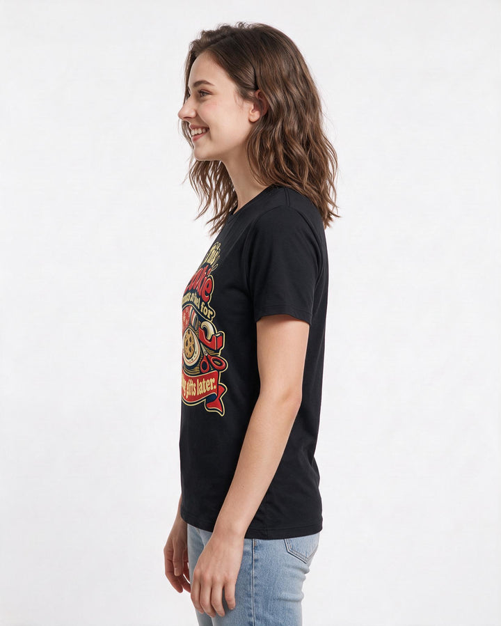 Christmas Black T-Shirt for Women – Holiday Theme Graphic Tee product image 2