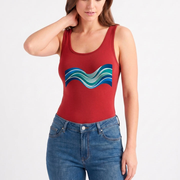 Calm Waves Sleeveless Tank Bodysuit mockup 3