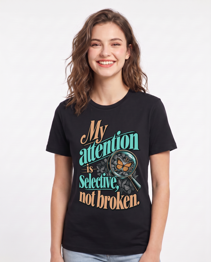 Neurodiversity Black T-Shirt for Women – Everyday Expression Graphic Tee product image 3