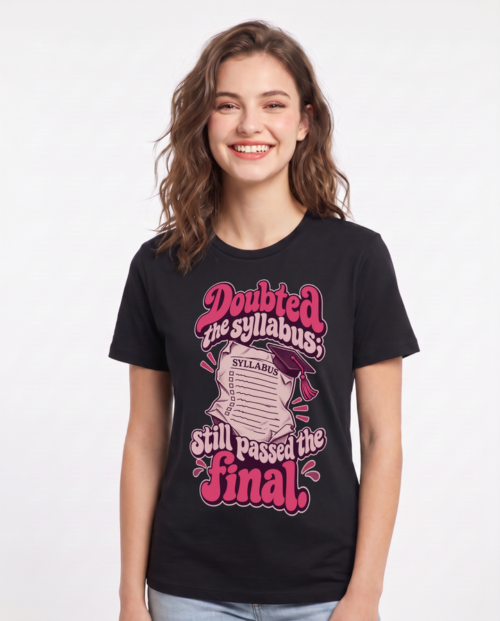 Graduation Black T-Shirt for Women – Everyday Expression Graphic Tee product image 3
