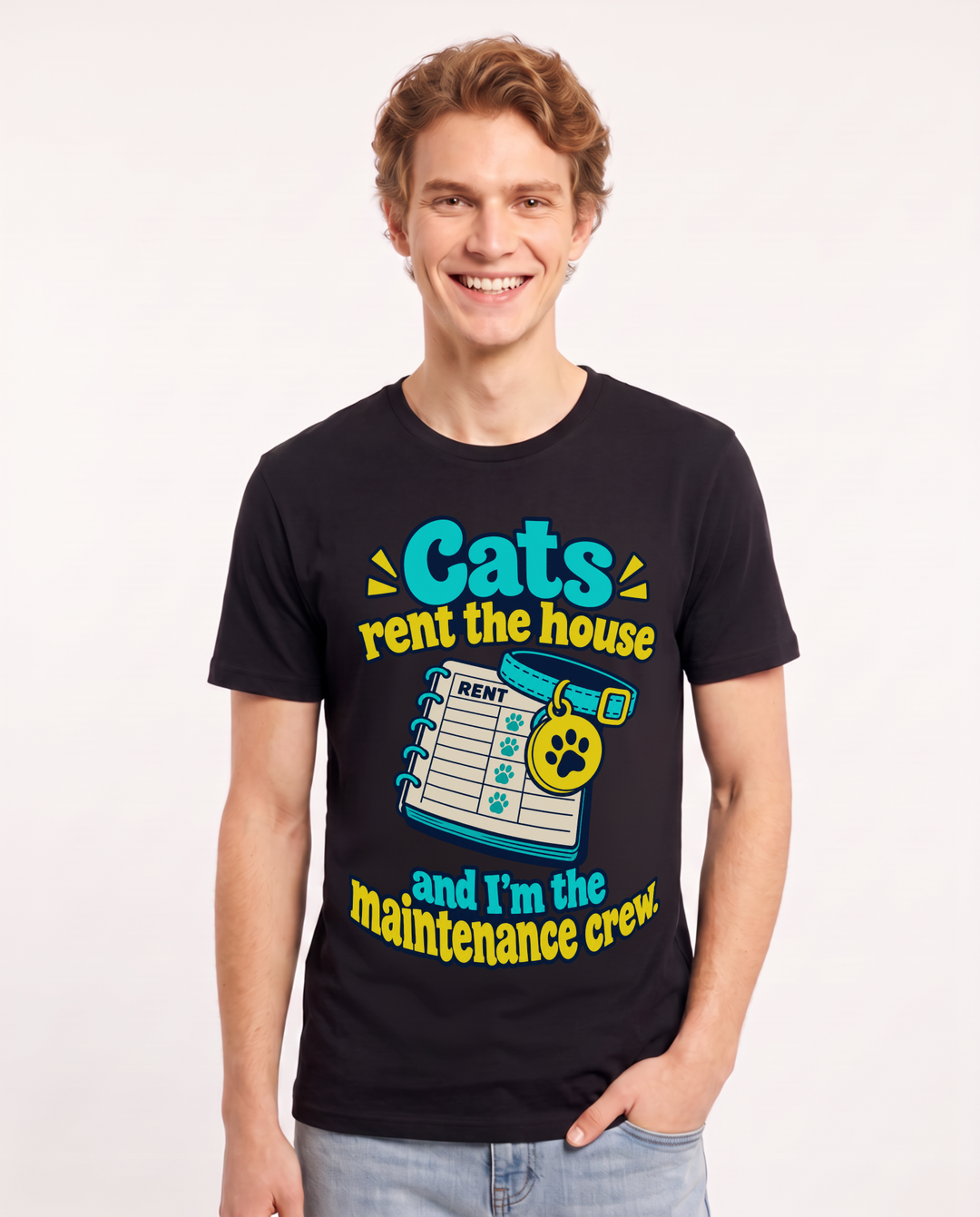 Cat Lover Black T-Shirt for Men – Everyday Expression Graphic Tee product image 3