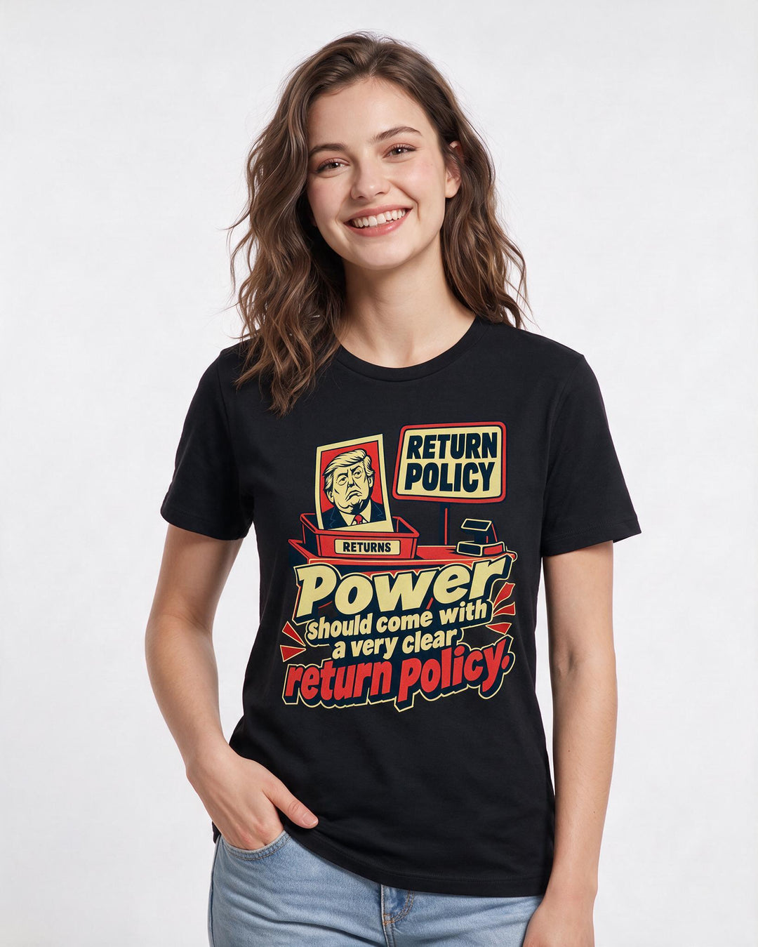 Political Statement Black T-Shirt for Women – Everyday Expression Graphic Tee product image 1