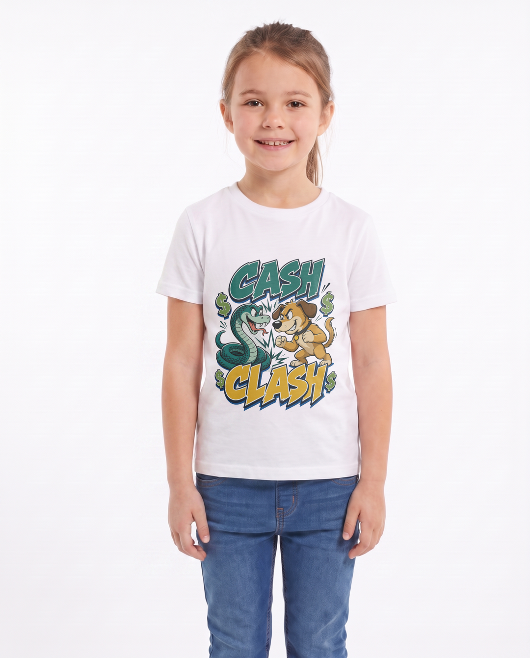 Cash Clash White T-Shirt mockup 1
