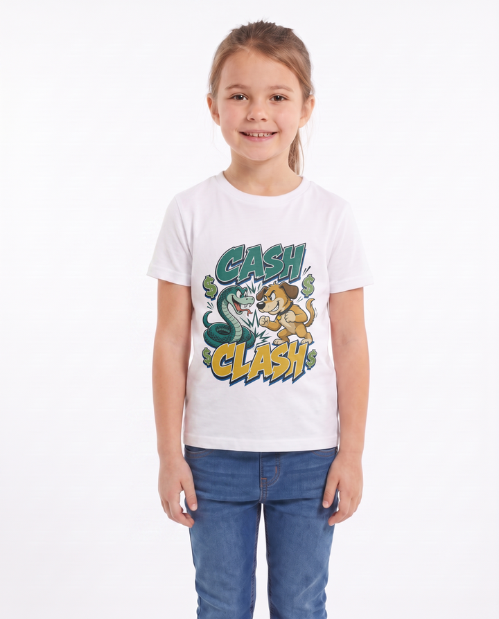 Cash Clash White T-Shirt mockup 1
