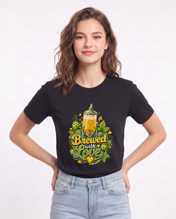 Brewed with Love Women's Black T-Shirt product image 1