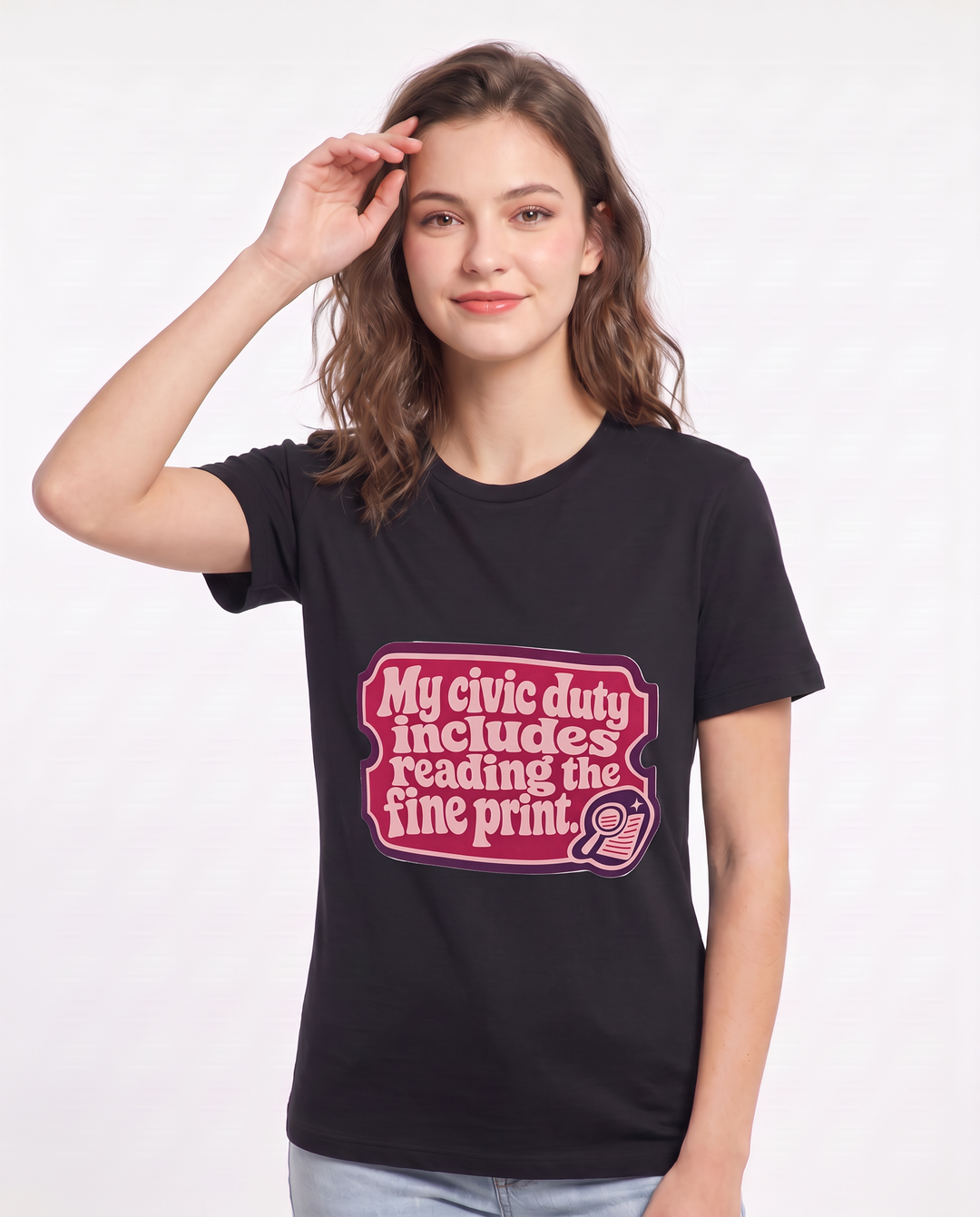 Graphic Women's Black T-Shirt - My civic duty includes reading the product image 3