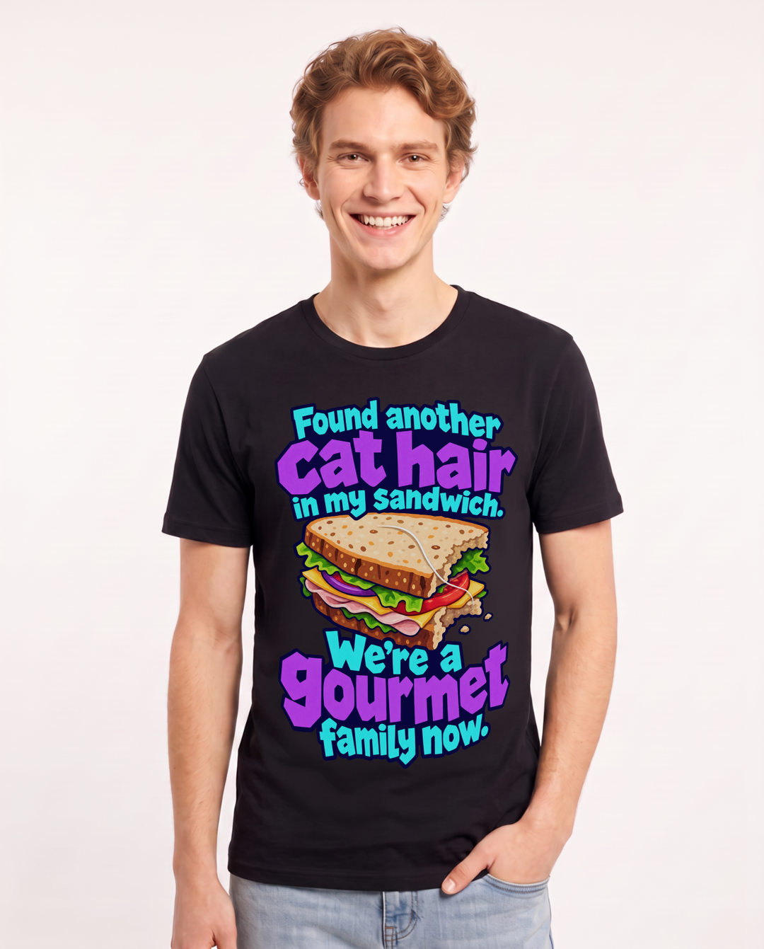 Cat Lover Black T-Shirt for Men – Everyday Expression Graphic Tee product image 3