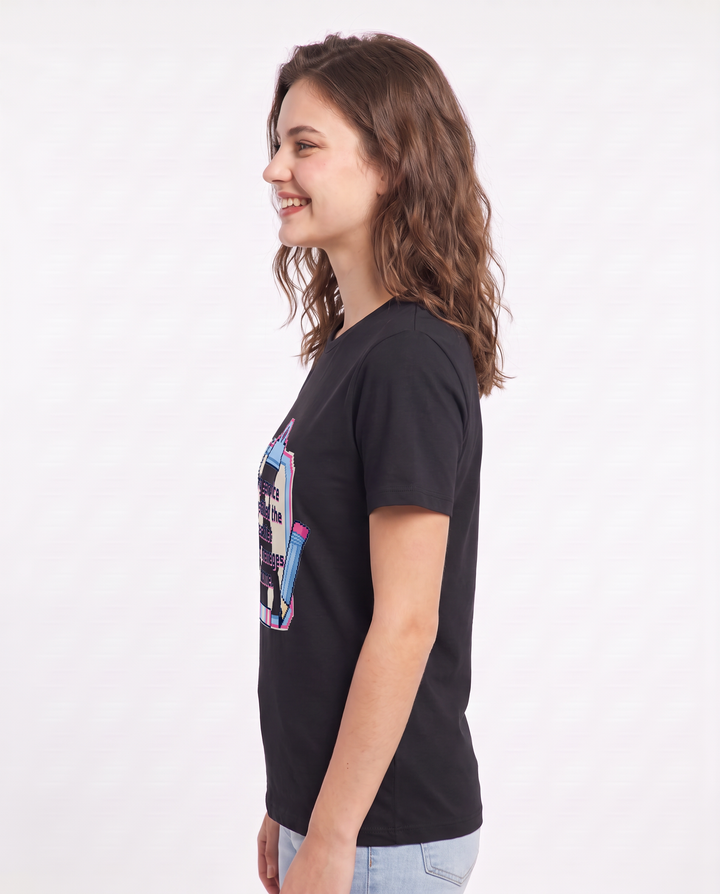 My service instilled the checklist that manages our home. Women's Black T-Shirt product image 3